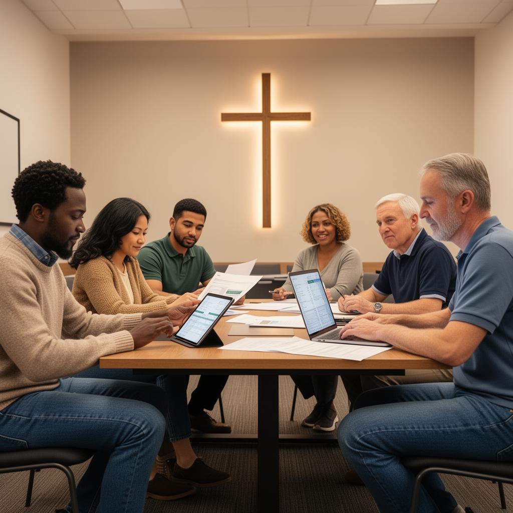 Church leadership meeting with accountant